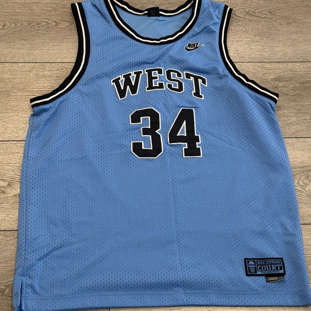 Nike Supreme Court‎ Swingman Basketball Jersey XXL Blue West #34 Retro Vintage